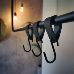 Leren S-haak hangers - Zwart | set van 2