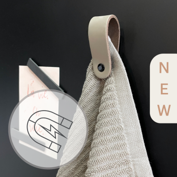 Leren magneet-lus rond - met extra magneet - Taupe